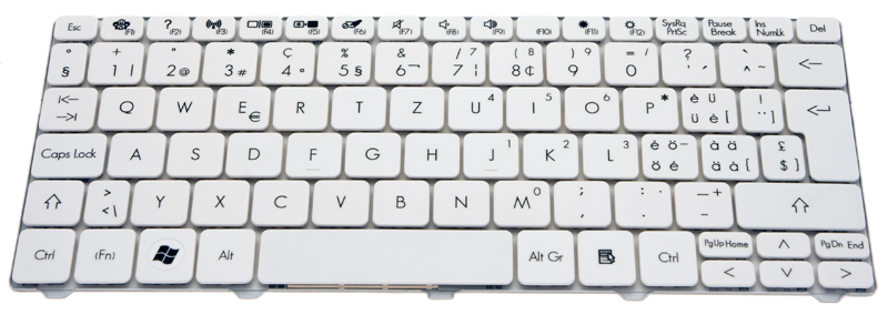 PackardBell Tastatur Schweizerdeutsch (CH/DE) weiß Dot SE3 Serie (Original)